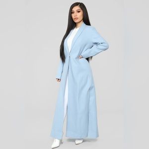NEVER BEEN WORN Dusty Blue Coat from Fashion Nova!